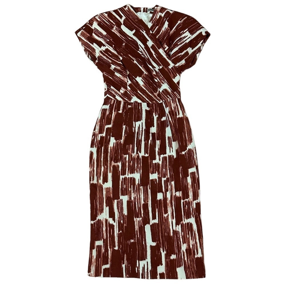 Bottega Veneta Red/Brown and Cream Pattern Dress Size 38